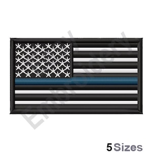 Thin Blue Line Flag - Machine Embroidery Design, police flag, law enforcement flag embroidery