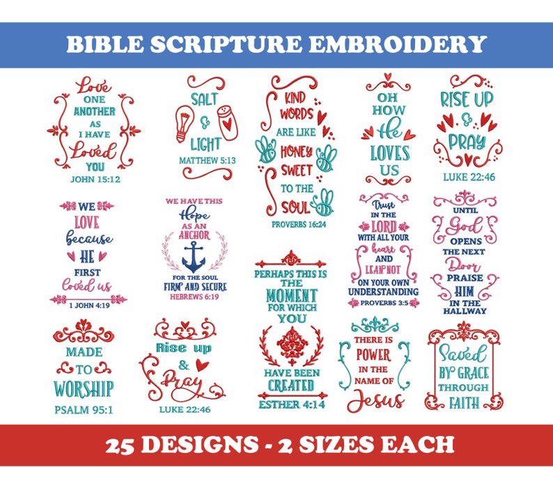Bible Scripture (25 Designs) - Machine Embroidery Designs Bundle - Etsy
