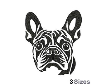 French Bulldog - Machine Embroidery Design - 3 Sizes, Frenchie Dog Embroidery