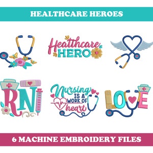 Healthcare Heroes (6 Designs) - Machine Embroidery Designs Bundle, Nurse Embroidery, Doctor embroidery, Medical embroidery