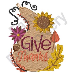 Give Thanks - Machine Embroidery Design, Thanksgiving embroidery