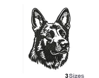 German Shepherd - Dog Machine Embroidery Design - 3 Sizes