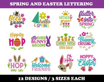 Spring And Easter (12 Designs) - Machine Embroidery Bundle, Bunny patterns, Tulip embroidery