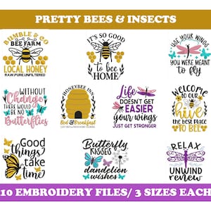 Pretty Bees, Butterflies and Insects (10 Designs) - Machine Embroidery Designs Bundle