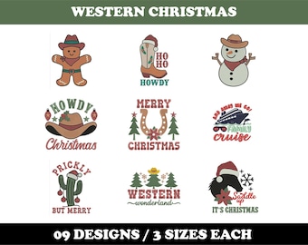 Western Christmas (9 Designs) - Machine Embroidery Bundle