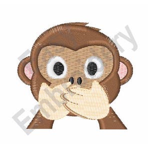 Speak No Evil Monkey - Machine Embroidery Design