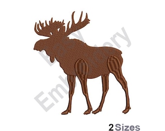 Moose Silhouette - Machine Embroidery Design - 2 Sizes