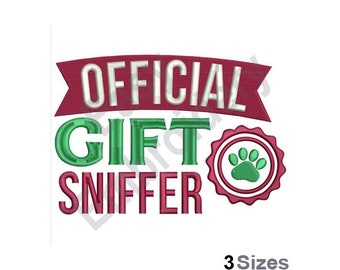 Gift Sniffer - Machine Embroidery Design - 3 Sizes, Dog embroidery, Puppy embroidery, Xmas design
