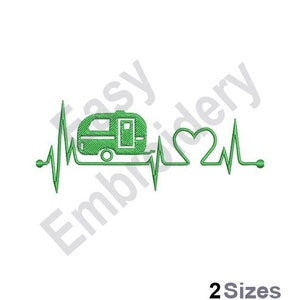 Camper Heartbeat - Machine Embroidery Design - 2 Sizes