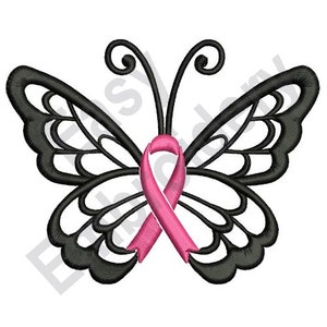 Breast Cancer Butterfly - Machine Embroidery Design, Cancer awareness embroidery