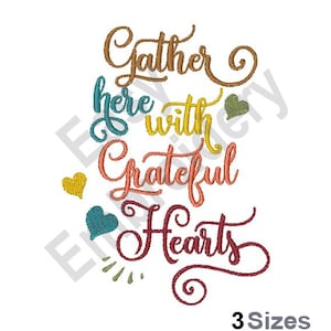Grateful Hearts - Machine Embroidery Design, Thanksgiving embroidery files