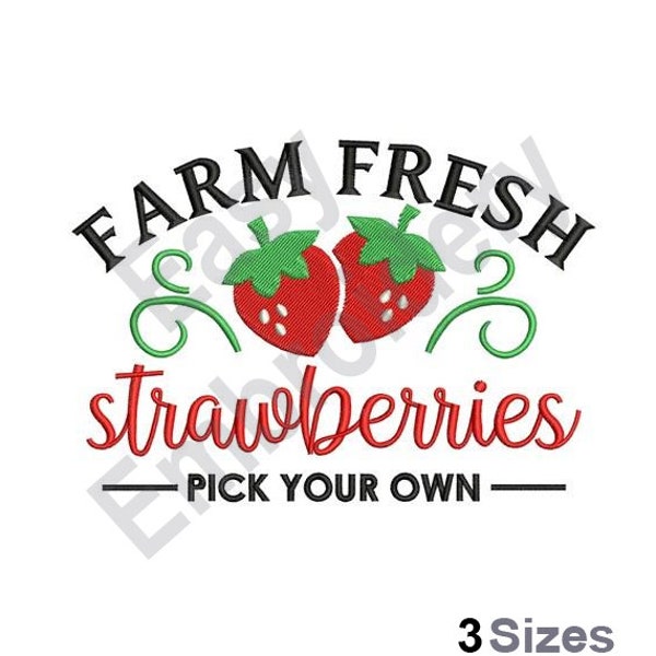 Farm Fresh Strawberries - Machine Embroidery Design