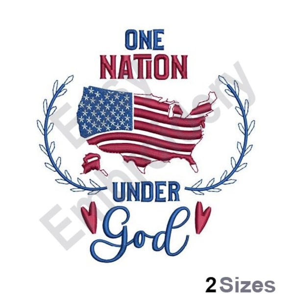 One Nation - Machine Embroidery Design - 2 Sizes