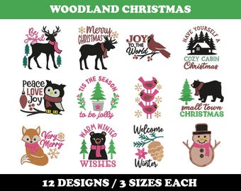 Woodland Christmas (12 Designs) - Machine Embroidery Bundle