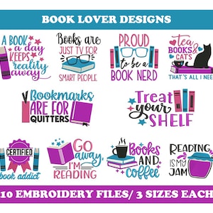 Book Lover (10 Designs) - Machine Embroidery Designs Bundle