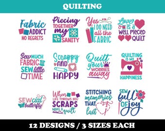 Quilting is Happiness (12 Designs) - Machine Embroidery Bundle