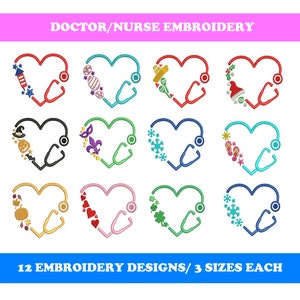 Doctor/Nurse Holiday stethoscope - Machine Embroidery Designs Bundle