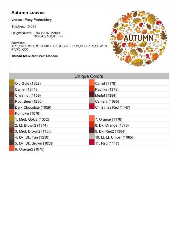 Autumn Leaves - Machine Embroidery Design, Fall Embroidery Files - Etsy