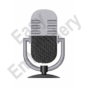 May include: A silver and black vintage microphone with a round base.