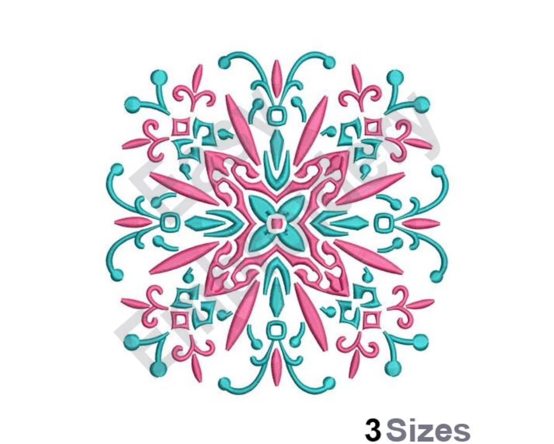 Curated visual reference: Southwestern Style Machine Embroidery With Texture Reference: Southwestern Quilt Block Machine Embroidery Design 3 Sizes