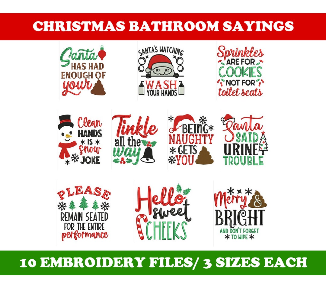 Christmas Bathroom Sayings (10 Designs) - Machine Embroidery Bundle - Etsy