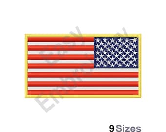 Reversed American Flag - Machine Embroidery Design, Right Arm US flag, Backwards US Flag