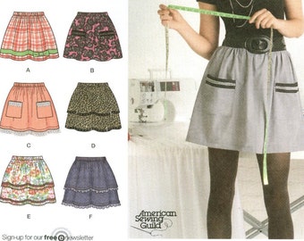 2286 Simplicity Learn to Sew - Misses Pull-On Skirts w/trim variations, learn to apply trim and stitch hems - uncut sewing pattern - Sz 6-18