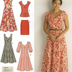 2917 Simplicity - Misses Sweetheart Neckline Dress in 2 lengths, Tunic, Skirt and Tie Belt - new sewing pattern - sz AA 10-18 & BB 20w-28w
