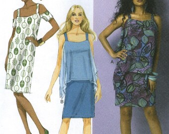B6048 Butterick - Misses Fitted Pullover Dress with straps and open shoulders and back hemline slit - uncut sewing pattern - sz B5(8-16)