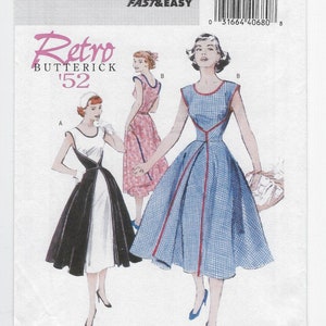 B4790 Butterick Retro '52 - Misses Walk-Away Wrap Dress: Back wraps around to the front  - new sewing pattern - Sz BB 8-14 & FF 16-22