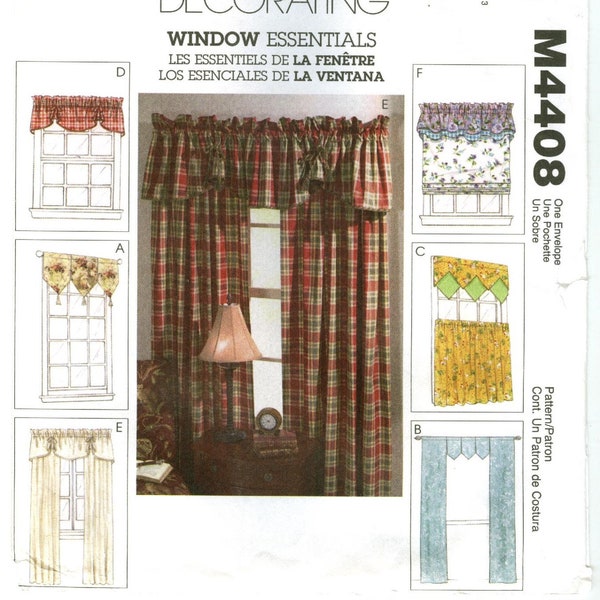 M4408 McCall's Home Decorating - Window Essentials - 6 window treatments, valances, panels, cafe curtains  - new sewing pattern