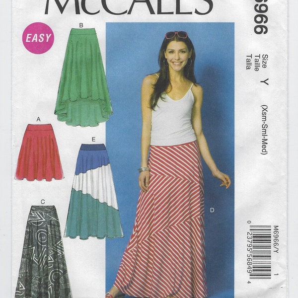 M6966 McCall's - Misses Knit Skirts has self-lined yoke variations, shaped hi-low hem option - new sewing pattern - Sz Y Xs-M & ZZ L-Xxl