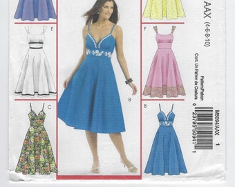 M5001 McCall/'s Sz AAX 4-10 Misses Strapless princess seams ruffle and Wrap uncut sewing pattern A-Line Dress wsweetheart neckline