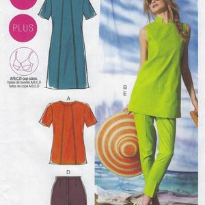 M6758 McCall&#39;s - Misses Tunics, Dress with back neck slit, Semi-fitted Shorts & Tapered Pants - uncut sewing pattern - sz B5 (8-16)