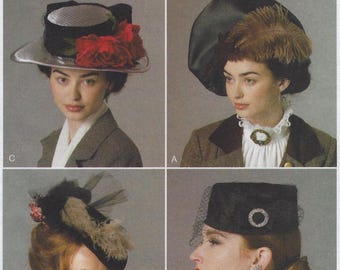 B6397 Butterick Making History Costume - Historical Hats: Beret, Pillbox, Brimmed hat and draped hat - new sewing pattern - sz (Xs-L)