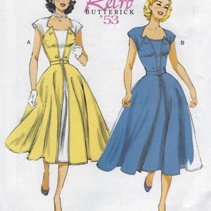 B6211 Butterick Retro 53 - Misses Pullover, front wrap dress has bodice back extending to front - new sewing pattern - sz A5 6-14 & E5 14-22