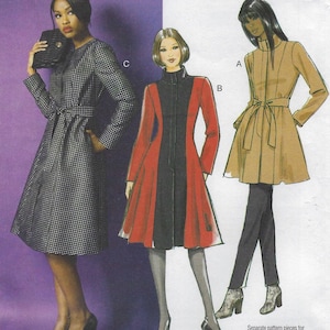 B5966 Butterick - Misses Fit n Flare Jacket w/princess seam, fly button-down closure and Belt - new sewing pattern - sz (8-16) and (18-24w)