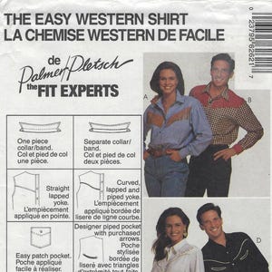 6262 McCall's Palmer Pletsch - Unisex & Teen Boy Western Shirt w/yokes, collar and buttoned cuffs - uncut sewing pattern - sz Lg or XXL