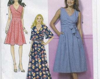 Misses' Pleated Wrap Dresses With Sash Butterick Sewing - Etsy