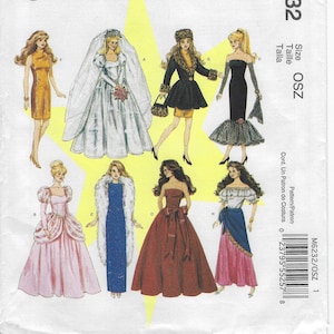 M6232 McCall&#39;s Crafts - Fashion Doll, Formal Outfits for 11 1/2&quot; Doll - uncut  sewing pattern - Wedding Gown, Dresses & Gowns, Top and Skirt