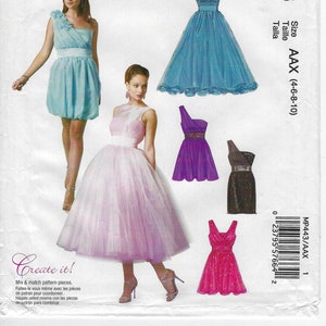 Hillary Duff Strapless and Sleeveless Short Party Dresses McCall's M5849 Size AAX 4-6-8-10 Uncut