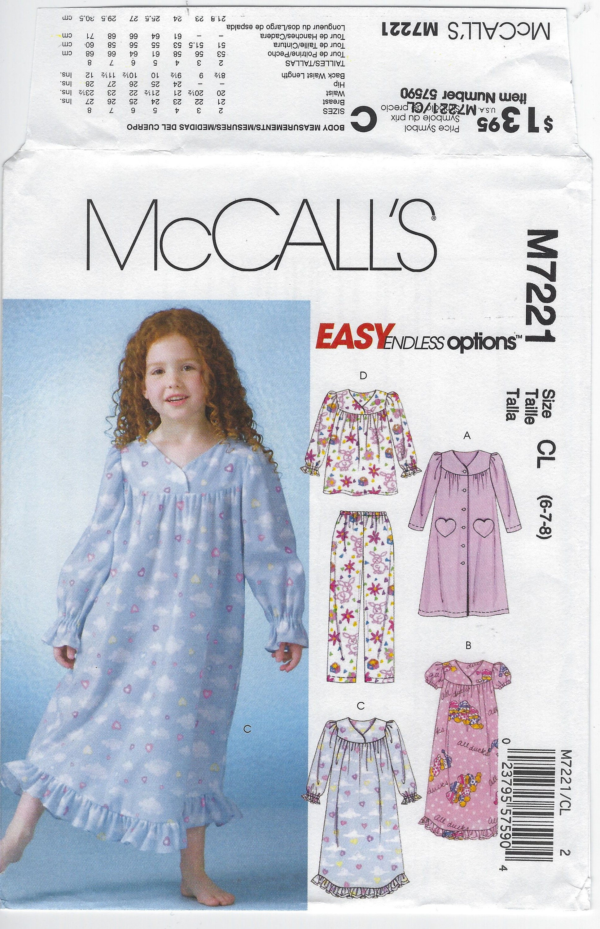 M7221 Mccall's Girls Robe With Heart Patch Pocket | Etsy