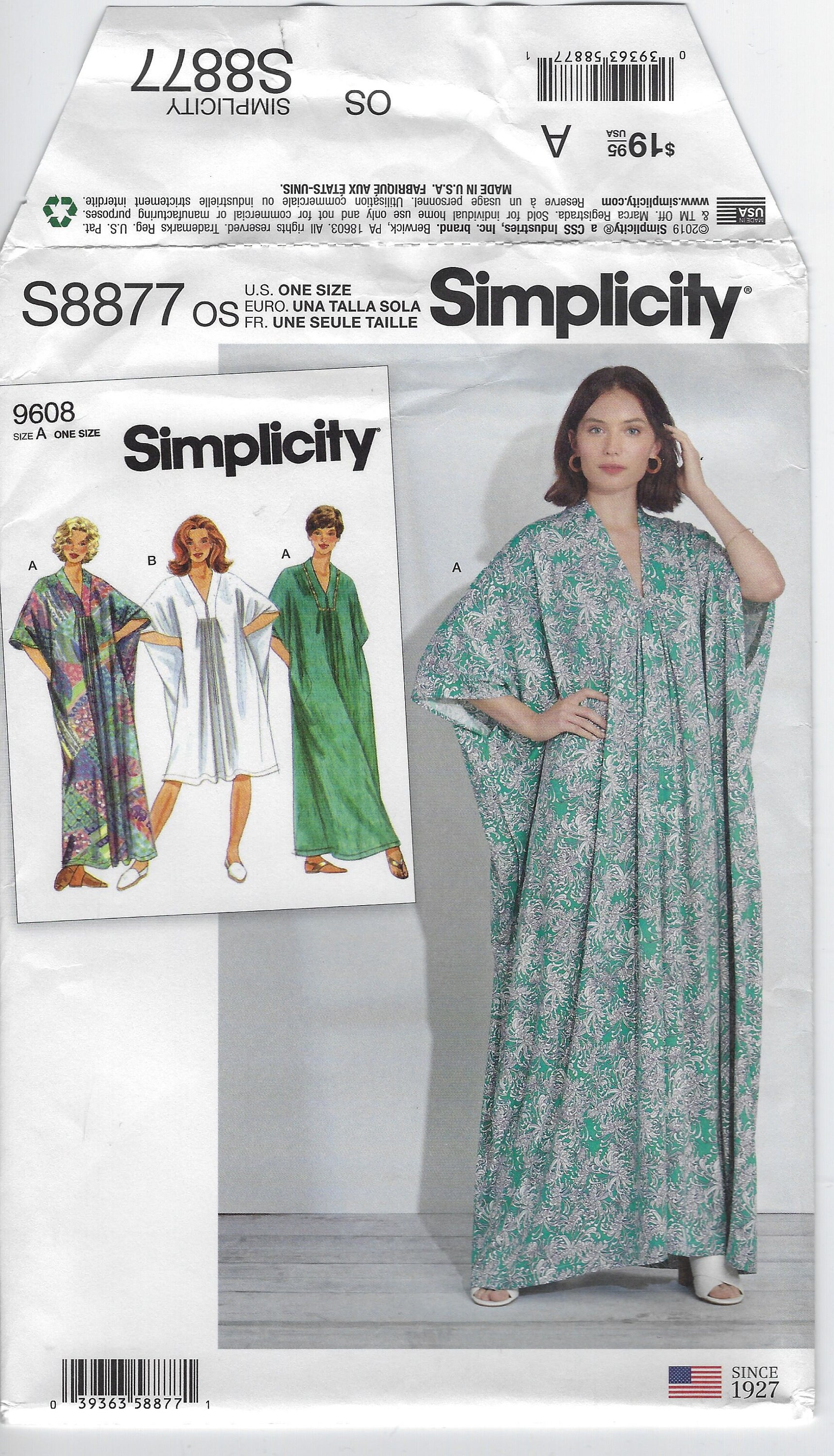 S8877 Simplicity Misses Caftan in 2 Lengths One Size Fits - Etsy