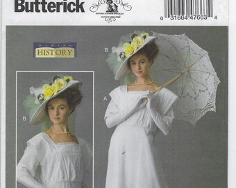 Historic Day Dress Butterick B6610 A5 or E5 6-14 Sewing Pattern for Victorian 14-22 Turn of the Century Summer Gown Costume Historic Day Dress Butterick B6610 A5 or E5 6-14 Sewing Pattern for Victorian 14-22 Turn of the Century Summer Gown Costume