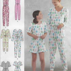 8801 Simplicity - Mother-Daughter Knit Jumpsuit or Romper has sleeveless, short or long-sleeve options - new sewing pattern - sz S-M-L/XS-XL