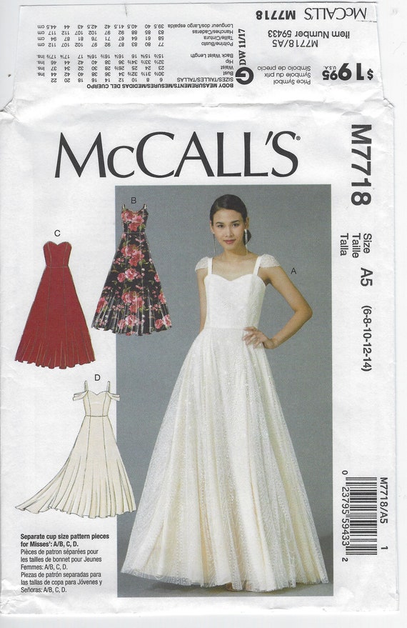 M7718 Mccall's Misses Bridal Style Dress W/sweetheart - Etsy