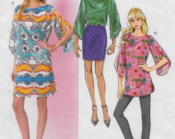 B5815 Butterick - Misses Loose Fitting, Pullover Top, Tunic or Dress with Tulip back overlap sleeves - uncut sewing pattern - sz B5(8-16)
