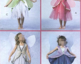 M4887 McCall's Costume - Child / Girl's Pullover Dress, Vest and Butterfly Wings Costume - new sewing pattern - sz CDD (2-5) or CL (6-7-8)