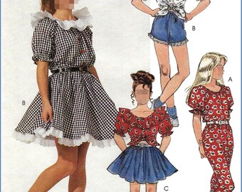 6463 McCall's - Girls Coordinates: Buttoned Top with elastic neckline, Pull-on Skirt, Pants & Shorts - uncut sewing pattern - sz Girls 7