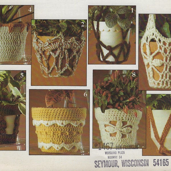 Leisure Arts 160 - crocheted Plant Pot Hangers and Covers by Barbara Johnston - Crochet Pattern leaflet - Vintage 1979 - Home Decorating
